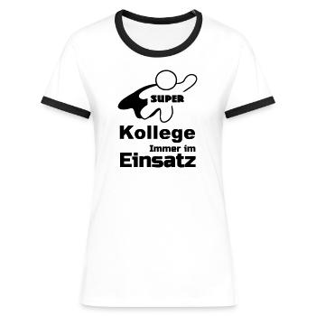 Super Kollege Geschenk - Frauen Kontrast-T-Shirt - Weiß/Schwarz - Vorne - Selfina (174cm)