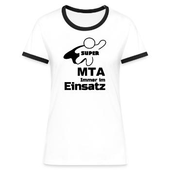 Super MTA Geschenk - Frauen Kontrast-T-Shirt - Weiß/Schwarz - Vorne - Selfina (174cm)