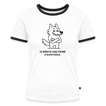Prime d'existence du loup arrogant - T-shirt contrasté Femme - blanc/noir - Devant - Selfina (174cm)