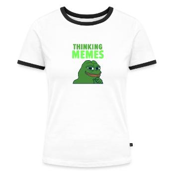 Mèmes - T-shirt contrasté Femme - blanc/noir - Devant - Selfina (174cm)