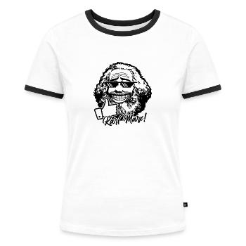 Karl Marx (monochrome) - T-shirt contrasté Femme - blanc/noir - Devant - Selfina (174cm)