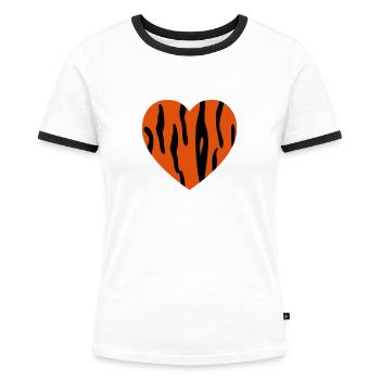 herz_tiger - T-shirt contrasté Femme - blanc/noir - Devant - Selfina (174cm)