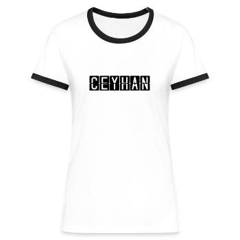 Ceyhan Airport Sign - Women's Ringer T-Shirt - white/black - Front - Selfina (174cm)