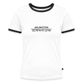 Arlington Texas USA Koordinaten - Frauen Kontrast-T-Shirt - Weiß/Schwarz - Vorne - Selfina (174cm)