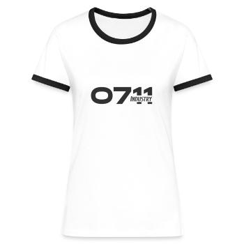 L’industrie 0711 d’origine - T-shirt contrasté Femme - blanc/noir - Devant - Selfina (174cm)