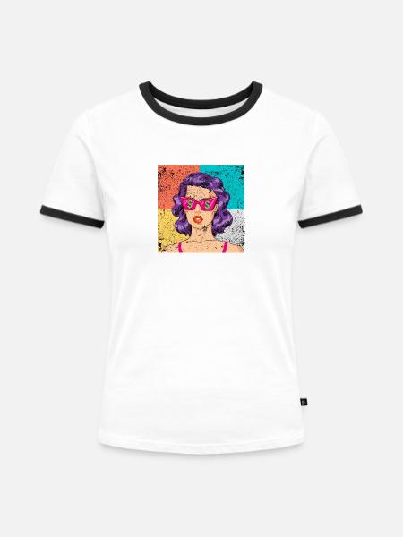 Pop art femmes hustler - T-shirt contrasté Femme - blanc/noir