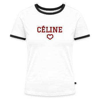 Céline cœur - T-shirt contrasté Femme - blanc/noir - Devant - Selfina (174cm)