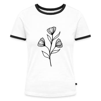 simple wildflower - Women's Ringer T-Shirt - white/black - Front - Selfina (174cm)