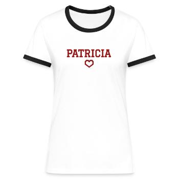 Patricia cœur - T-shirt contrasté Femme - blanc/noir - Devant - Selfina (174cm)