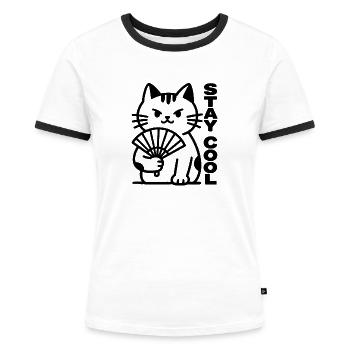 Katzenventilatorheizung ruhig - Frauen Kontrast-T-Shirt - Weiß/Schwarz - Vorne - Selfina (174cm)