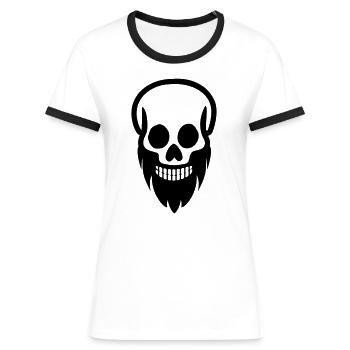 Schädel Bart - Frauen Kontrast-T-Shirt - Weiß/Schwarz - Vorne - Selfina (174cm)
