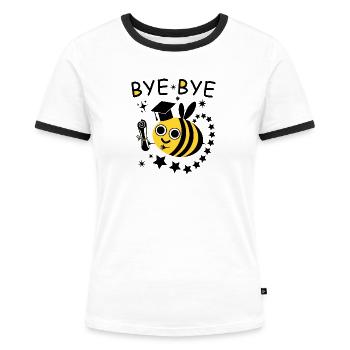 BYE BYE Biene - Frauen Kontrast-T-Shirt - Weiß/Schwarz - Vorne - Selfina (174cm)