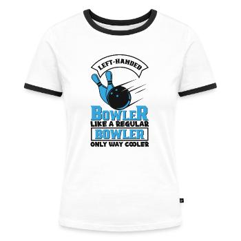 Bowling Kegeln Bowler Kegelverein - Frauen Kontrast-T-Shirt - Weiß/Schwarz - Vorne - Selfina (174cm)