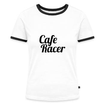 Cafe Racer - Women's Ringer T-Shirt - white/black - Front - Selfina (174cm)