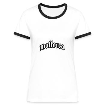 Mallorca Font - Women's Ringer T-Shirt - white/black - Front - Selfina (174cm)