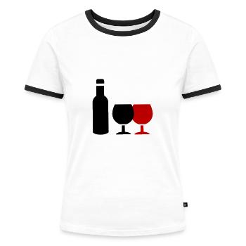 Icône du vin - T-shirt contrasté Femme - blanc/noir - Devant - Selfina (174cm)