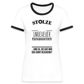Ungeheuer fantastische Tochter - Mutter / Shirt - Frauen Kontrast-T-Shirt - Weiß/Schwarz - Vorne - Selfina (174cm)