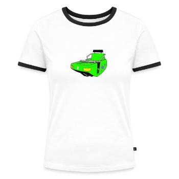 Auf die Dauer hilft nur Breaker Power white - Frauen Kontrast-T-Shirt - Weiß/Schwarz - Vorne - Selfina (174cm)