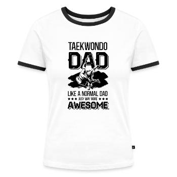 Teakwondo papa papa - T-shirt contrasté Femme - blanc/noir - Devant - Selfina (174cm)
