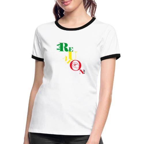 Ecriture Réunion + dessin Paille en queue - T-shirt contrasté Femme