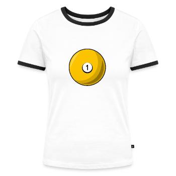 Billardkugel 1 gelb Billard eins - Frauen Kontrast-T-Shirt - Weiß/Schwarz - Vorne - Selfina (174cm)