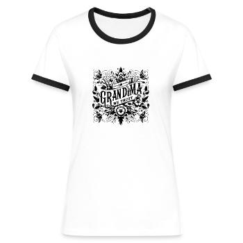 We trust grandma, our best grandma - Women's Ringer T-Shirt - white/black - Front - Selfina (174cm)