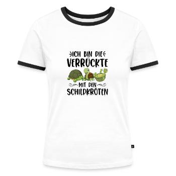 Schildkröten - Frauen Kontrast-T-Shirt - Weiß/Schwarz - Vorne - Selfina (174cm)