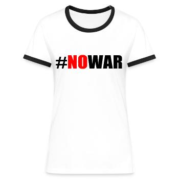 No war - Frauen Kontrast-T-Shirt - Weiß/Schwarz - Vorne - Selfina (174cm)