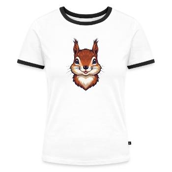 Cute Squirrel Head - Women's Ringer T-Shirt - white/black - Front - Selfina (174cm)