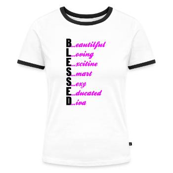 curvy girl - Frauen Kontrast-T-Shirt - Weiß/Schwarz - Vorne - Selfina (174cm)