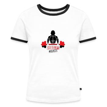 Dødløft legende Sjovt fitness citat - Dame kontrast-T-shirt - hvid/sort - Foran - Selfina (174cm)