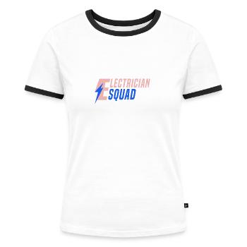 Electro tension de travail de dicton drôle - T-shirt contrasté Femme - blanc/noir - Devant - Selfina (174cm)