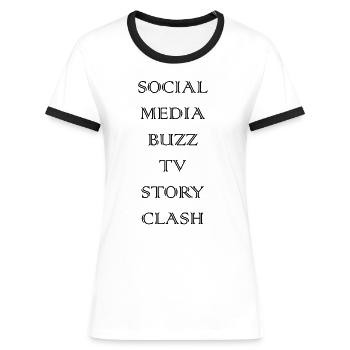 SOCIAL MEDIA - T-shirt contrasté Femme - blanc/noir - Devant - Selfina (174cm)