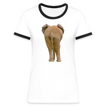 Éléphant popo - T-shirt contrasté Femme - blanc/noir - Devant - Selfina (174cm)