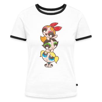 Powerpuff Girls Mädchenturm - Frauen Kontrast-T-Shirt - Weiß/Schwarz - Vorne - Selfina (174cm)