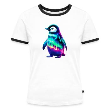 Manchot aurore boréale - T-shirt contrasté Femme - blanc/noir - Devant - Selfina (174cm)