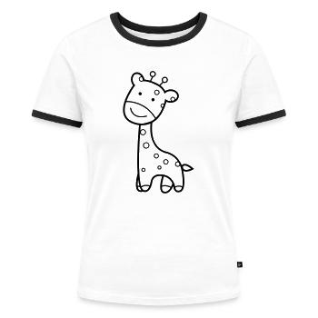giraffe - Frauen Kontrast-T-Shirt - Weiß/Schwarz - Vorne - Selfina (174cm)