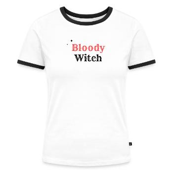 Bloody Witchy - Women's Ringer T-Shirt - white/black - Front - Selfina (174cm)
