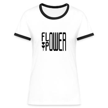 FLOWER POWER - T-shirt contrasté Femme - blanc/noir - Devant - Selfina (174cm)