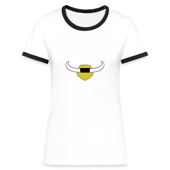 Bison Hörner Stier - Frauen Kontrast-T-Shirt - Weiß/Schwarz - Vorne - Selfina (174cm)