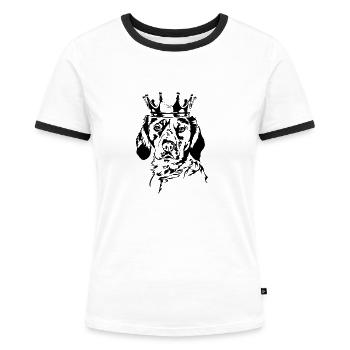 Bretagne Épagneul Couronne Chiens Chien Wilsigns - T-shirt contrasté Femme - blanc/noir - Devant - Selfina (174cm)