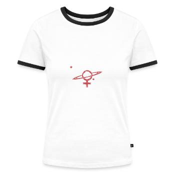 Occupy Patriarchy : l’autonomisation féministe - T-shirt contrasté Femme - blanc/noir - Devant - Selfina (174cm)