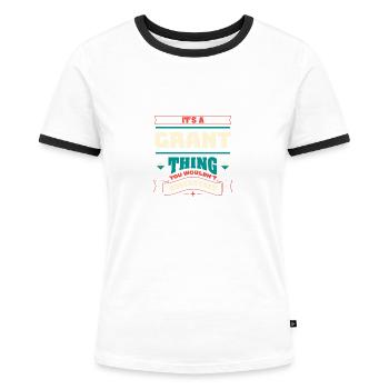 C’est une subvention que le nom de famille pour la famille - T-shirt contrasté Femme - blanc/noir - Devant - Selfina (174cm)