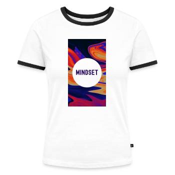 Mindset-Beherrschung ist der Schlüssel - Frauen Kontrast-T-Shirt - Weiß/Schwarz - Vorne - Selfina (174cm)
