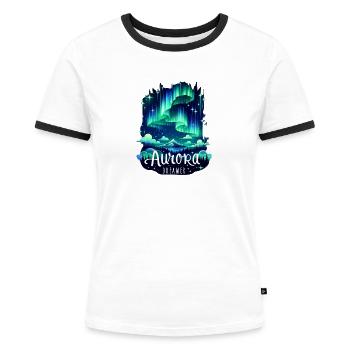 Aurora-Träumer - Frauen Kontrast-T-Shirt - Weiß/Schwarz - Vorne - Selfina (174cm)