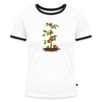 Tomaten Pflanze - Frauen Kontrast-T-Shirt - Weiß/Schwarz - Vorne - Selfina (174cm)