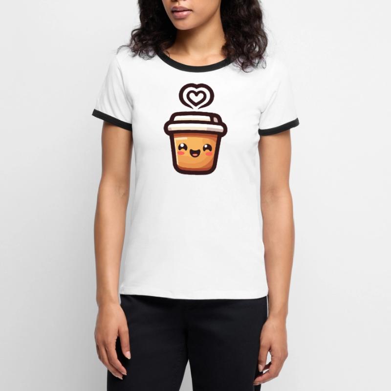 Caffeine Cutie : le joyeux Java T-shirt contrasté Femme