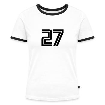 27 - T-shirt contrasté Femme - blanc/noir - Devant - Selfina (174cm)
