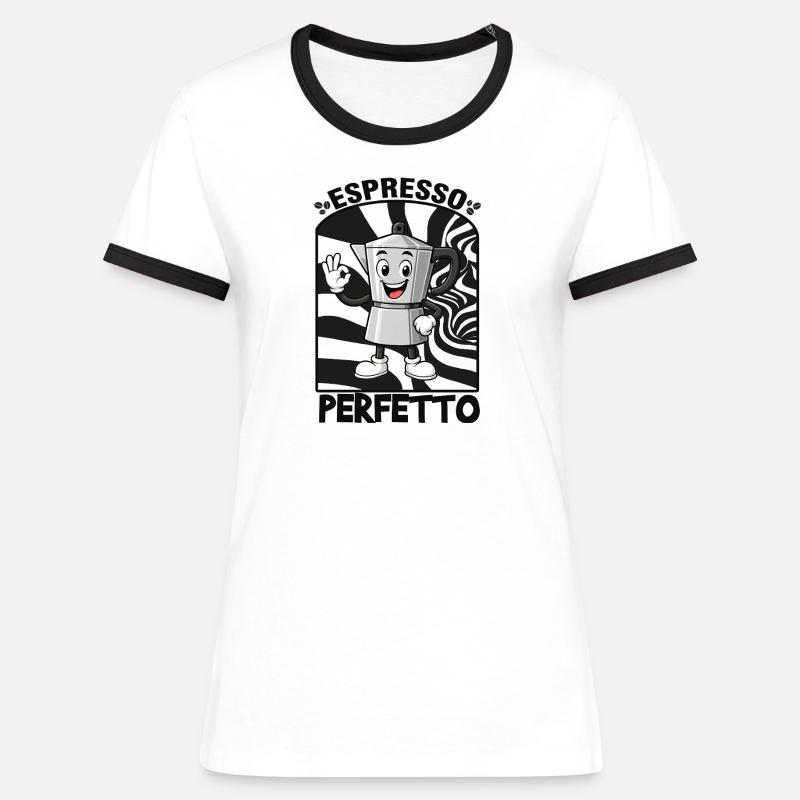 Espresso, coffee - Women's Ringer T-Shirt - white/black