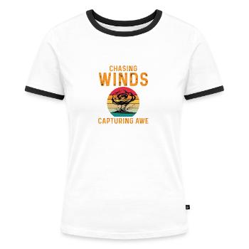 Storm Chasing: Chasing Winds, Capturing Awe - Women's Ringer T-Shirt - white/black - Front - Selfina (174cm)